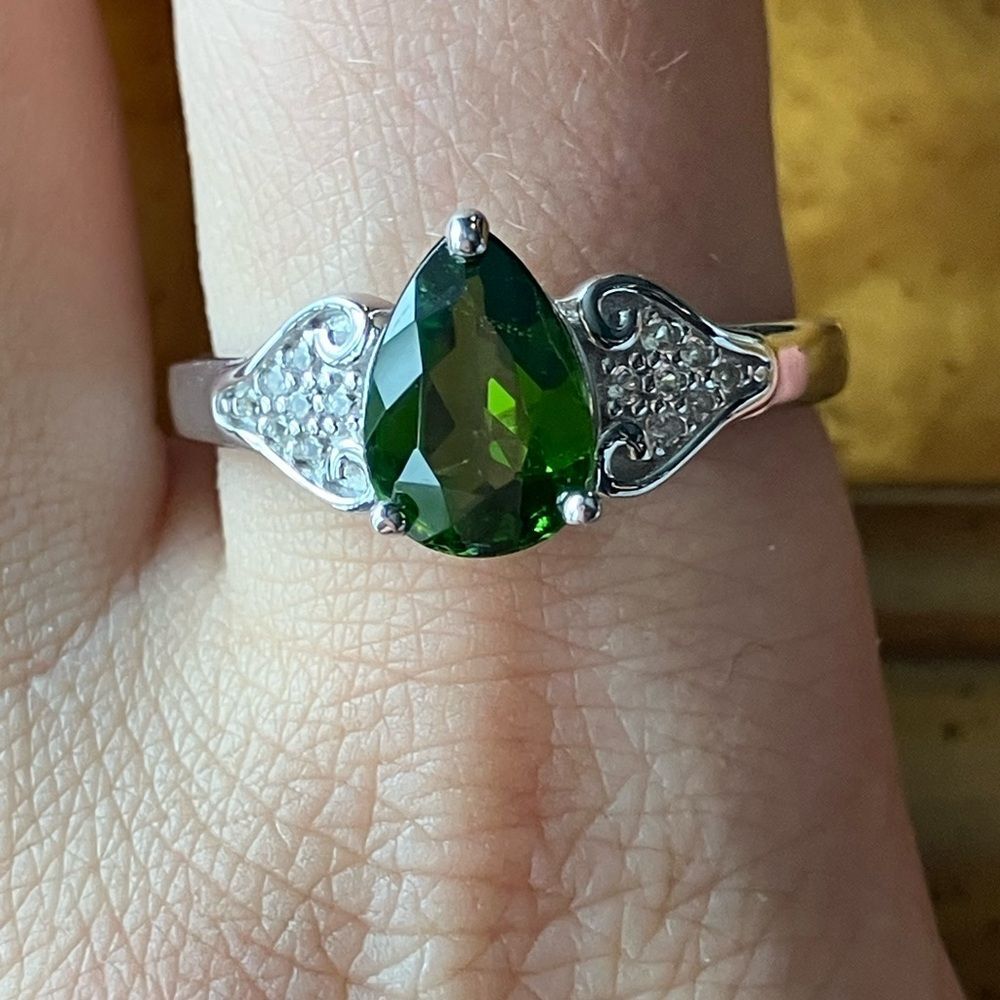 Natural Chrome Diopside Sterling Silver Ring Size 10